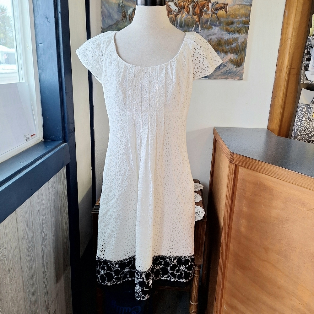 Phoebe Couture White Eyelet Lace & Silk Dress Style#60D554